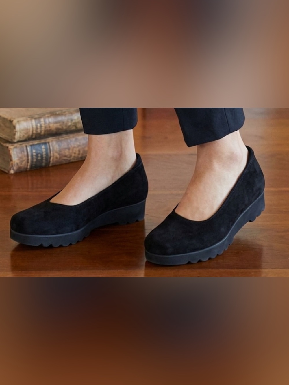 Peter Kaiser Plus Suede Loafers Black Scalloped Bottom